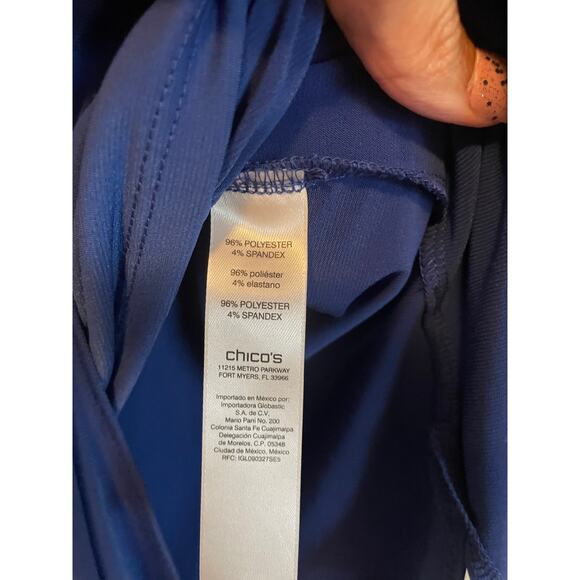 Chico's The Ultimate Tee blue 3/4 sleeve asymetrical liquid knit top 2 US L 12 - Picture 7 of 9